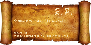 Romanovics Piroska névjegykártya